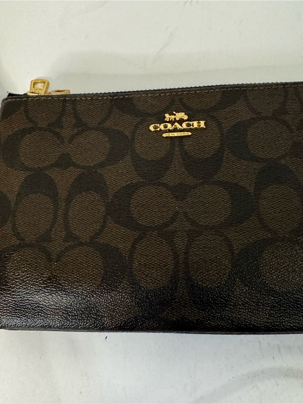 Coach Women’s Signature Canvas Zip Pouch in Brown